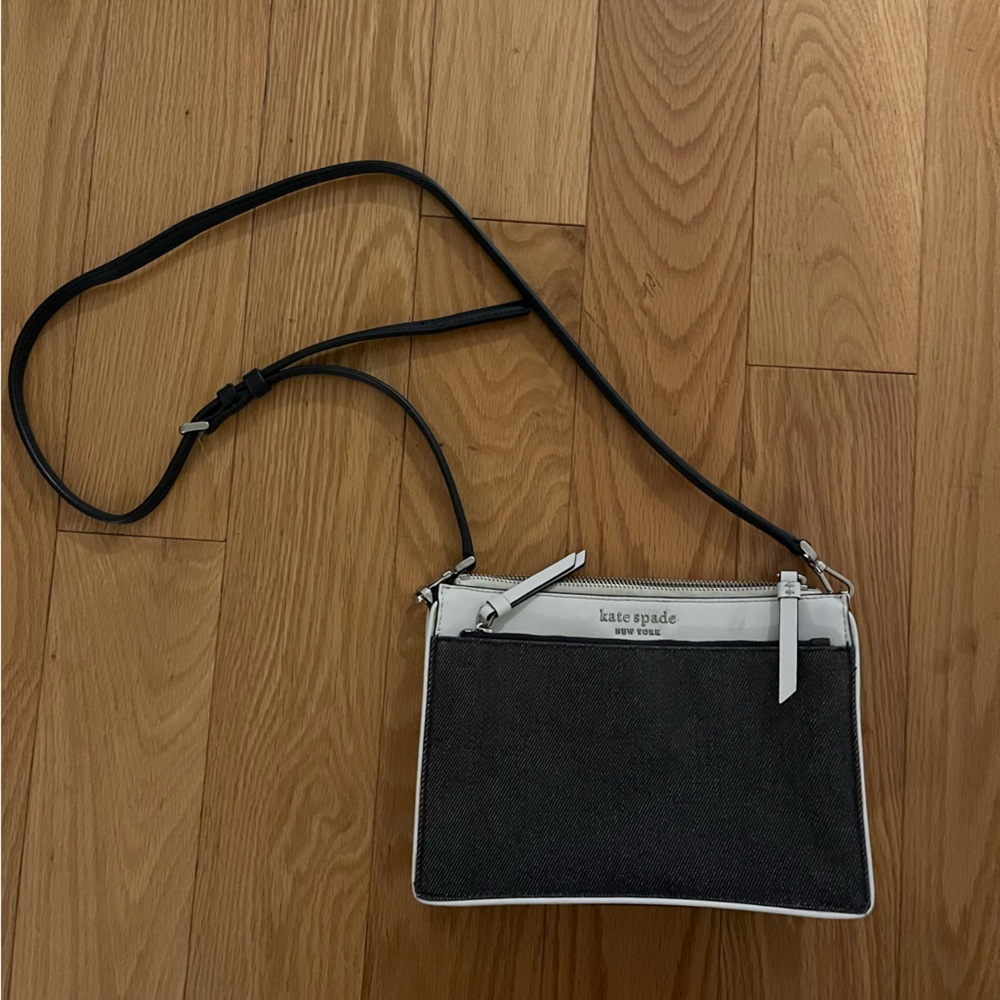 Kate spade white/denim crossbody purse